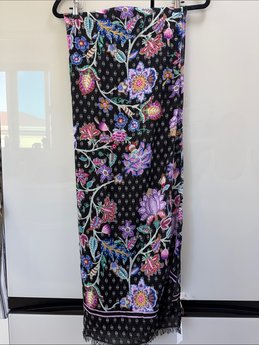 LOFT Black scarf with Multicolor Floral Print